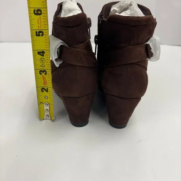 Brown Suede‑Style Wedge Ankle Boots – NEW - Picture 4 of 6